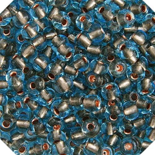John Bead Czech Glass Seed Beads 6/0 Aqua/Copper Line 22g Vial for Jewelry Bracelets Necklaces Earrings DIY Arts Crafts Making