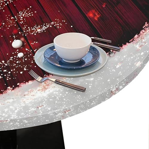 Vista 198 de Pardick Mantel redondo elástico con diseño de hojas de otoño, mantel redondo ajustable de 36 a 42 pulgadas, mantel circular impermeable, lavable