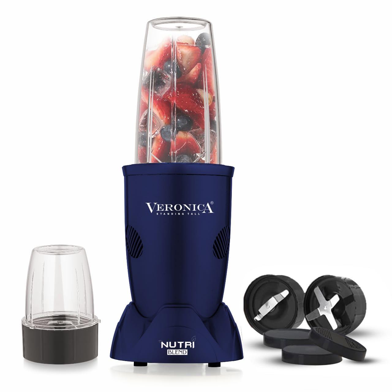 Veronica Multifunction Nutri-Blender, 2 Polycarbonate Jars, 500Watts Powerful Copper Motor, 2 Stainless Steel Blade, Mixing, Grinding, Smoothies, Juicer Maker, Mate Blue