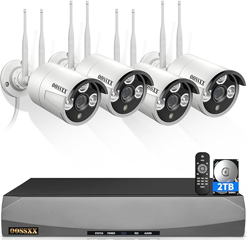 Antenas Duales para Wi-Fi Mejorado con IA de Detección Humana 2K 3.0MP Sistema de Cámara de Seguridad Inalámbrica, Kits de DVR de Vigilancia con