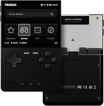 TIMEXPLAYER TRIMUI BRICK HAMMER Retro Handheld Game Console Metal CNC Aluminum Alloy Body, 3.2" IPS Screen, 8GB Storage, Expandable to 1TB, Built-in 3000mAh Battery Black-No card