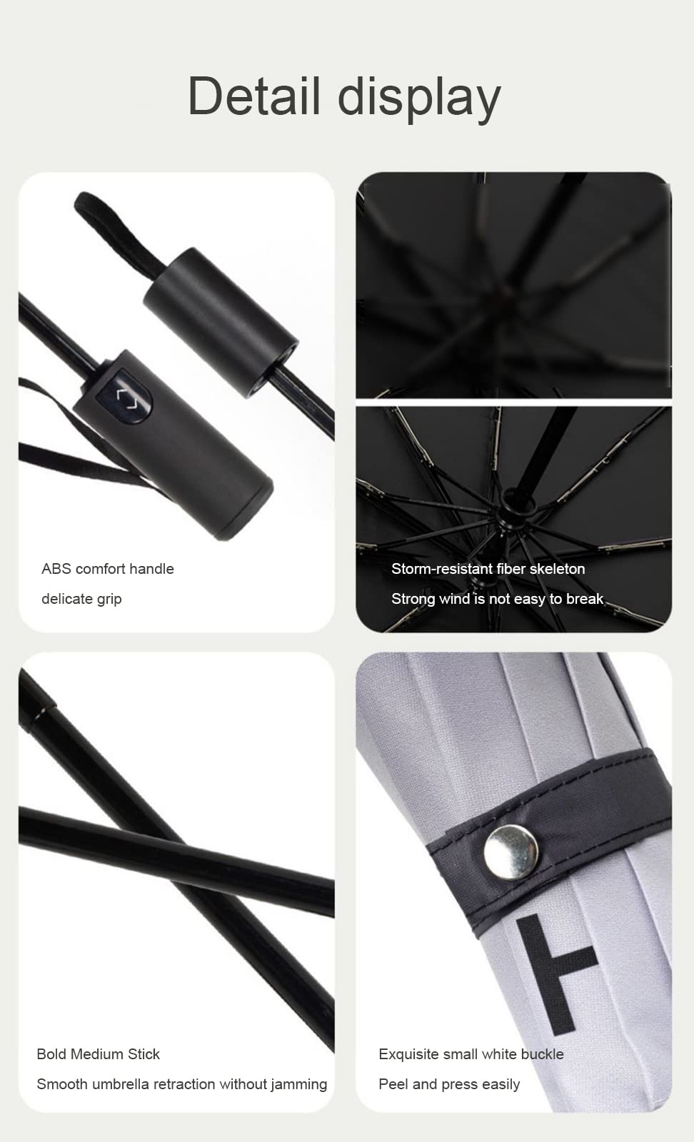 Paraguas antirrebote para Viajes, 10 Costillas de Apertura automática, Compacto, Ligero y Plegable, protección UV de Color Degradado, Paraguas para Hombres y Mujeres