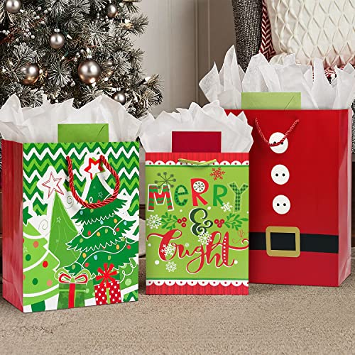 24 Christmas Gift Bags Assorted Sizes With 60-Count Christmas Gift Tags（Bulk Set,6 Xl,6 Large,6 Medium,6 Small） #TOP2