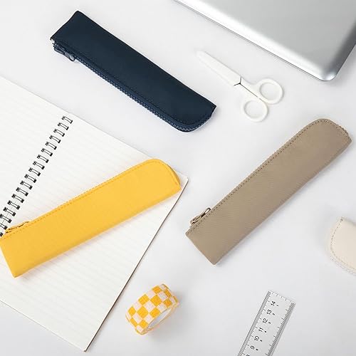 Miniatura 8 de Estuche para lápices, lindo y delgado, pequeño, elegante, de nailon, ligero, (caqui, tela Oxford)