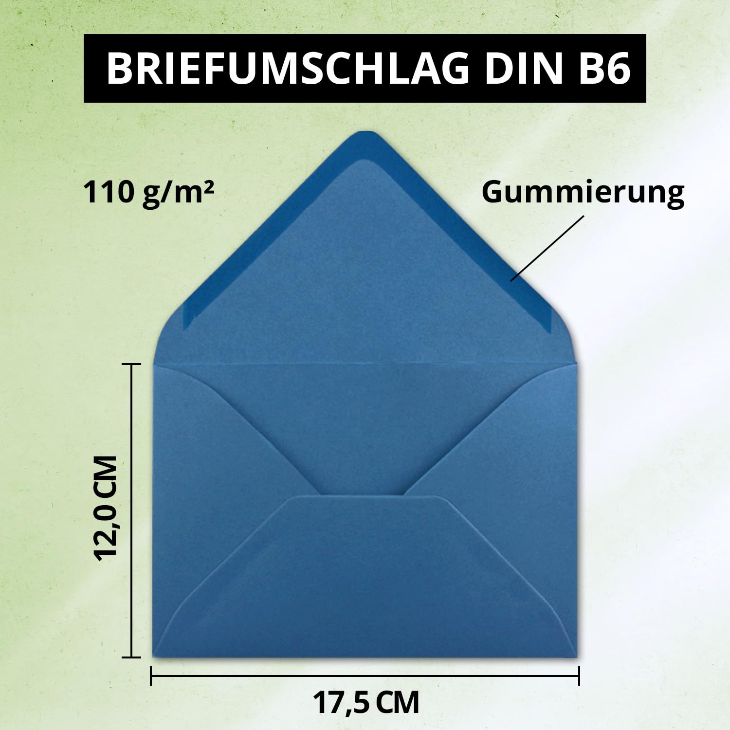 Składane kartki z kopertami w formacie DIN B6 115 x 170 mm, zaproszenia na ślub, chrzest, komunię, bierzmowanie, nie odkształcają się, pasują do drukarek 200 zestawów 18-Royalblau