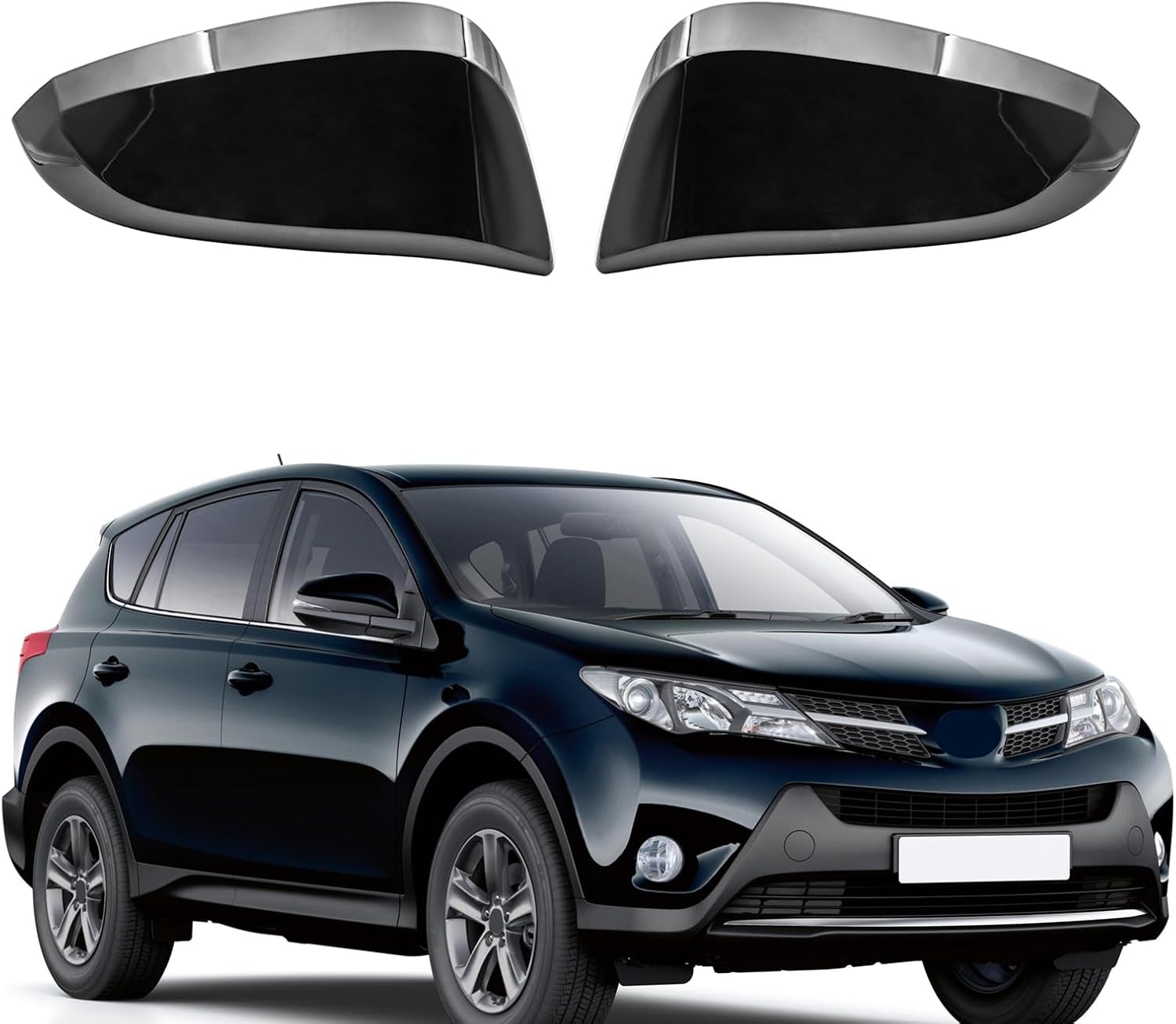 Gloss Black Side Mirror Cover Cap Fits For 2014-2023 Toyota 4runner & 2013-2015 Rav4 Replace 87945-42160-B1 87915-42160-C4