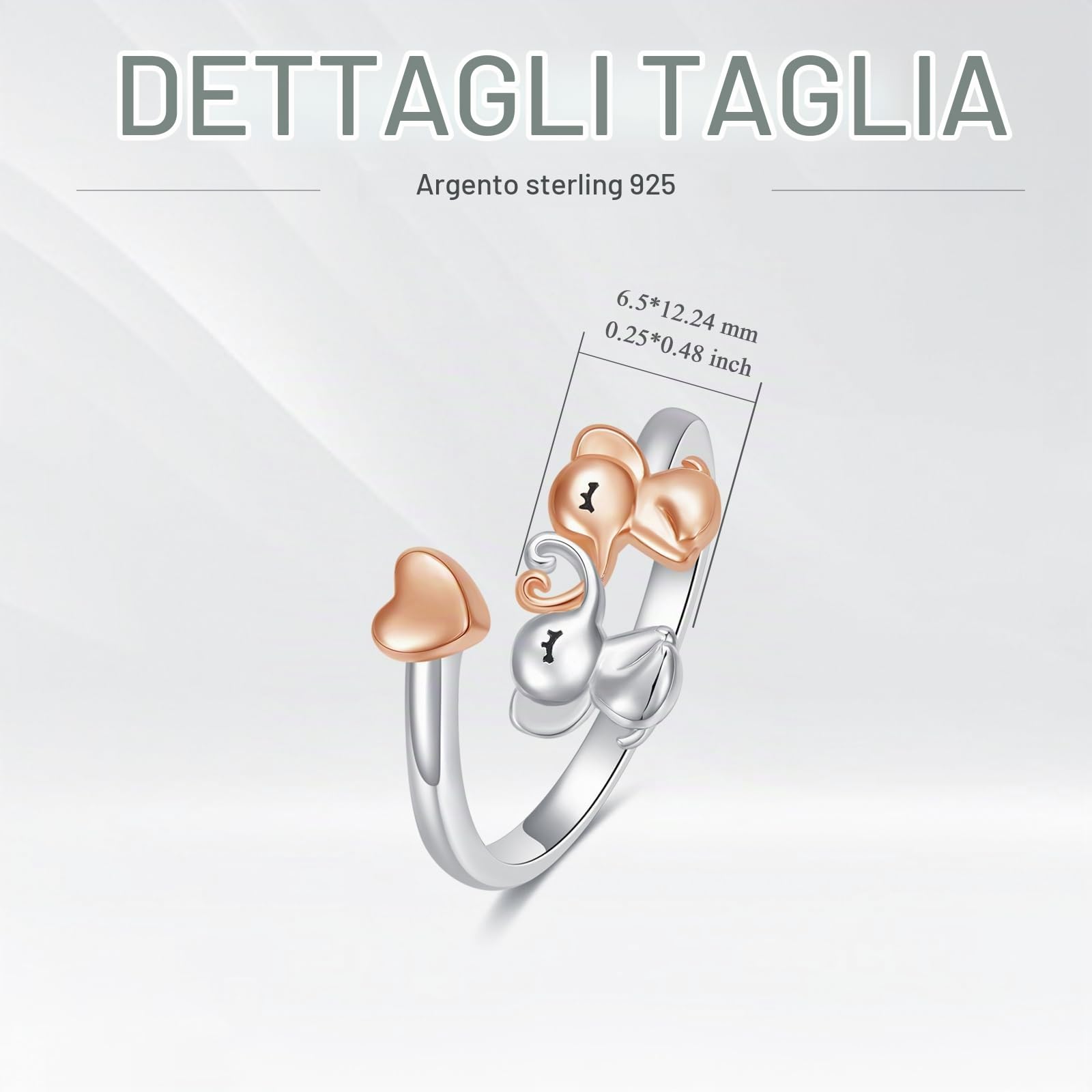 YFN Gatto/Elefante/Rana/Pinguino/Panda/Koala/bradipo Anello in argento sterling 925 con estremità aperta, misura regolabile, graziosa decorazione animale regalo per donne e uomini