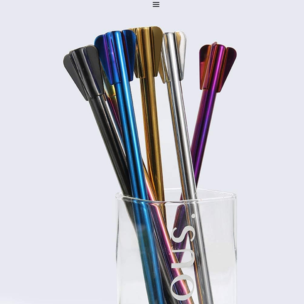 DOITOOL 8pcs Colorful Stainless Steel Straws Stirrer Reusable Drinking Straws for Cocktails More Easy to Clean Washable Drinking for Parties Outdoor Use