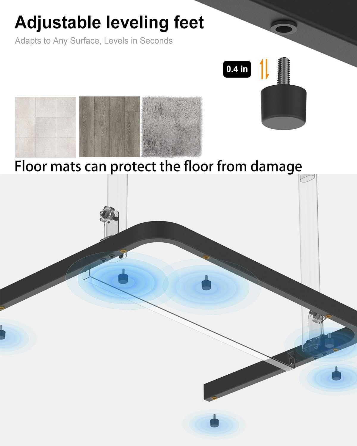 Adjustable Walking Pad Handle only, Treadmill Handrail with Phone Holder,Cup Holder & Towel Hooks，22.4 inch Wide, 43.3 inch Max Height, Black