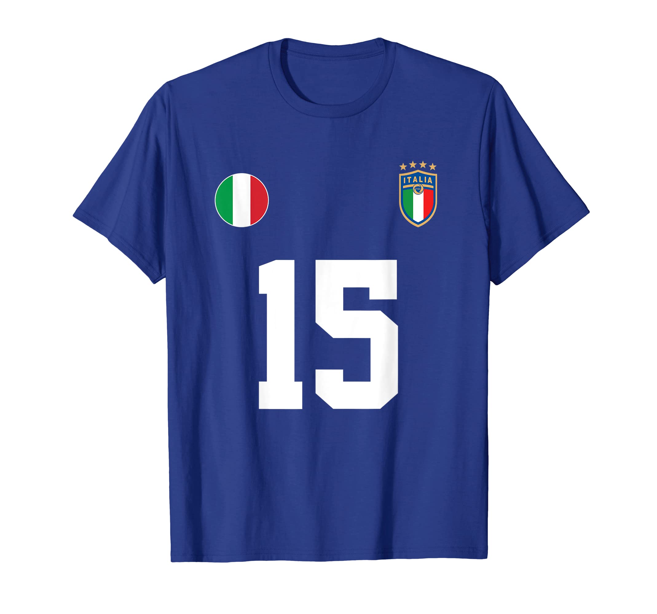 SPORTTEE Co.Italia Team Sports Number 15 Italy Soccer Fan Italian Flag T-Shirt