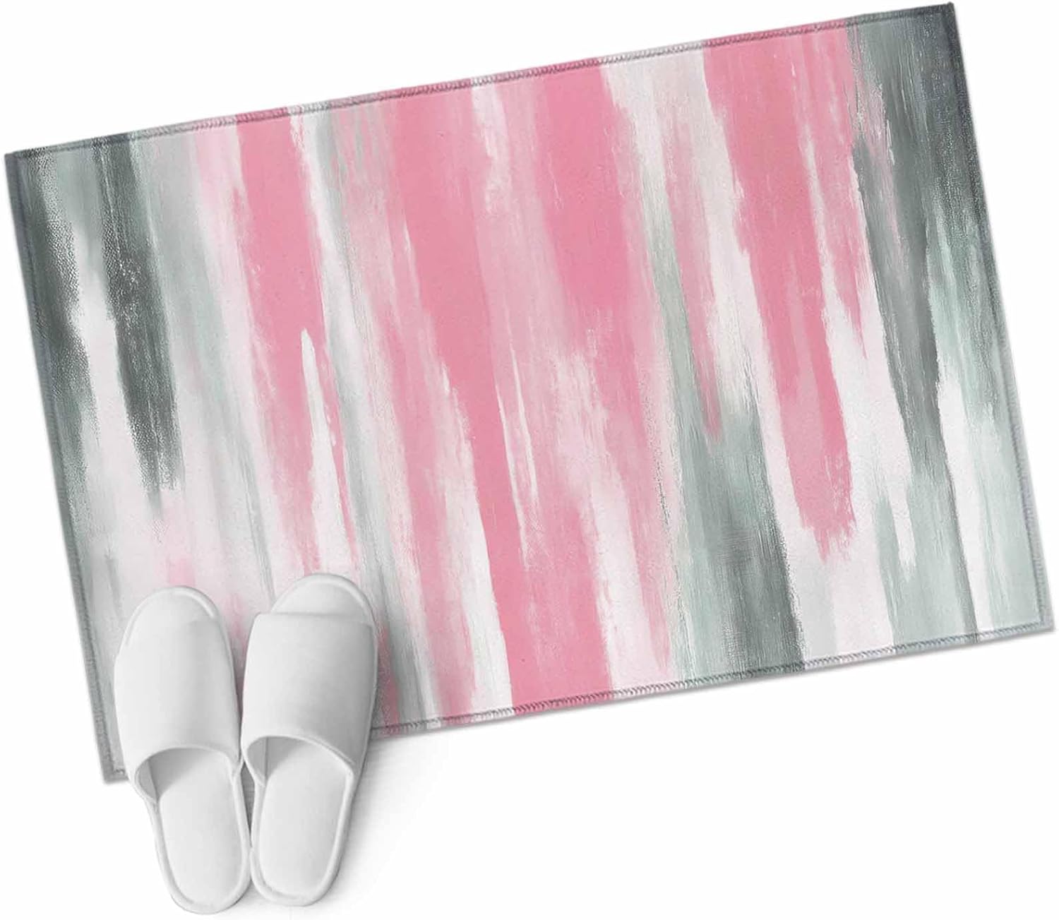 Pink Gray Bathroom Rug Washable 2x3 Entryway Rug Non Slip Contemporary Abstract Gradient Aesthetic Front Door Mat Low Pile Indoor Doormat Throw Floor Carpet for Kitchen Bedroom Entrance