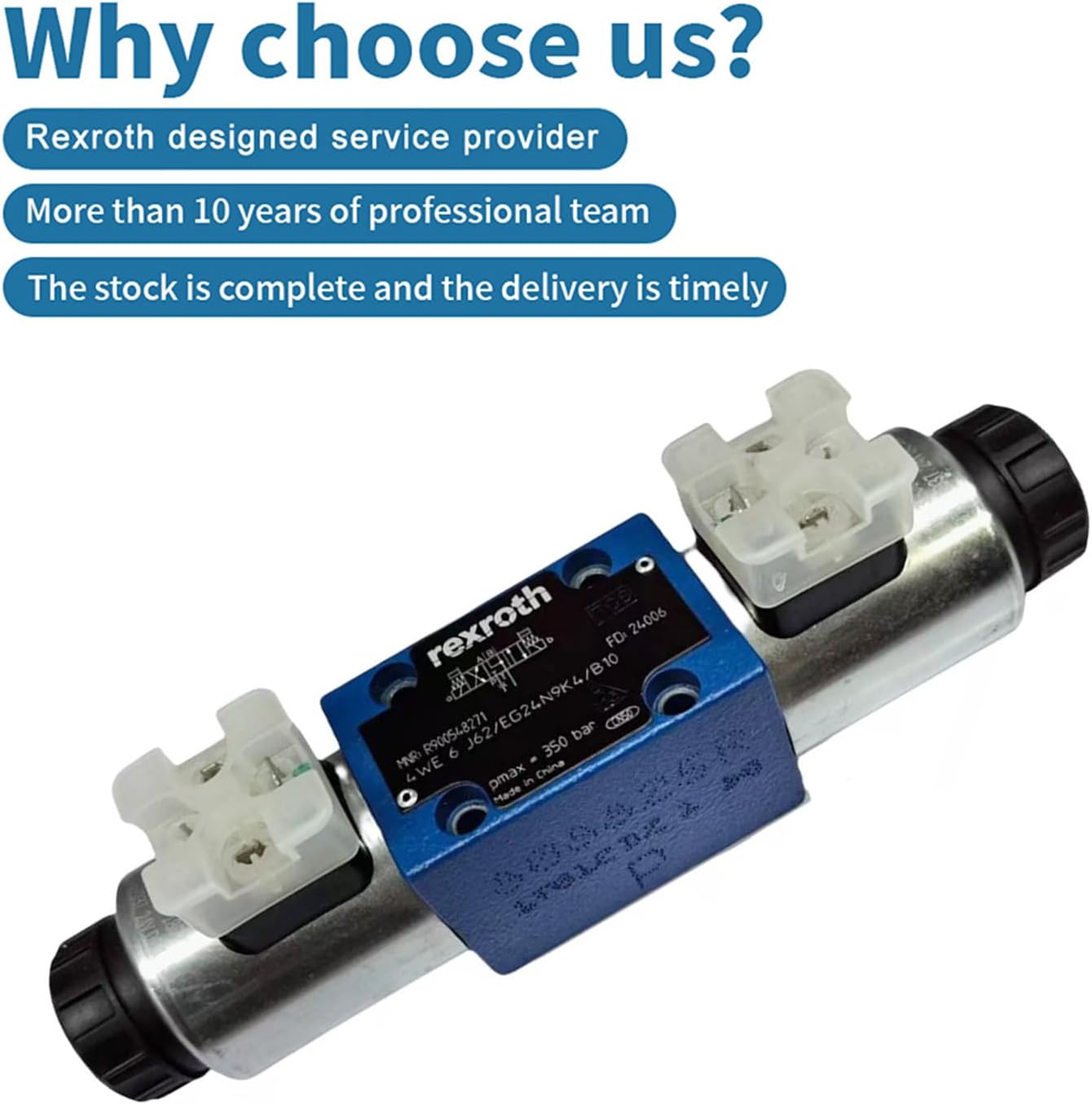 Rexroth 4WE6 Hydraulic Directional Short Pipe Valve 4WE6J62/EG24N9K4/B10 4WE6J6X/EG24N9K4/B10 Directional Valve R900548271 Solenoid Directional Control Valve 24VDC (1, 4WE6J6X/EG24N9K4/B10)