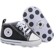 Baby Boys Girls Shoes,Infant Non-Slip PU Leather High Top Sneakers,Toddler Soft Rubber Sole First Walking Shoes 0-18 Months