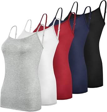 Aomig Basic Camisole Adjustable Strap Vest Womens Adjustable Strap Tank Tops Spaghetti Strap Cami Girls's Slim-Fit Camisole Solid Stretch Undershirts