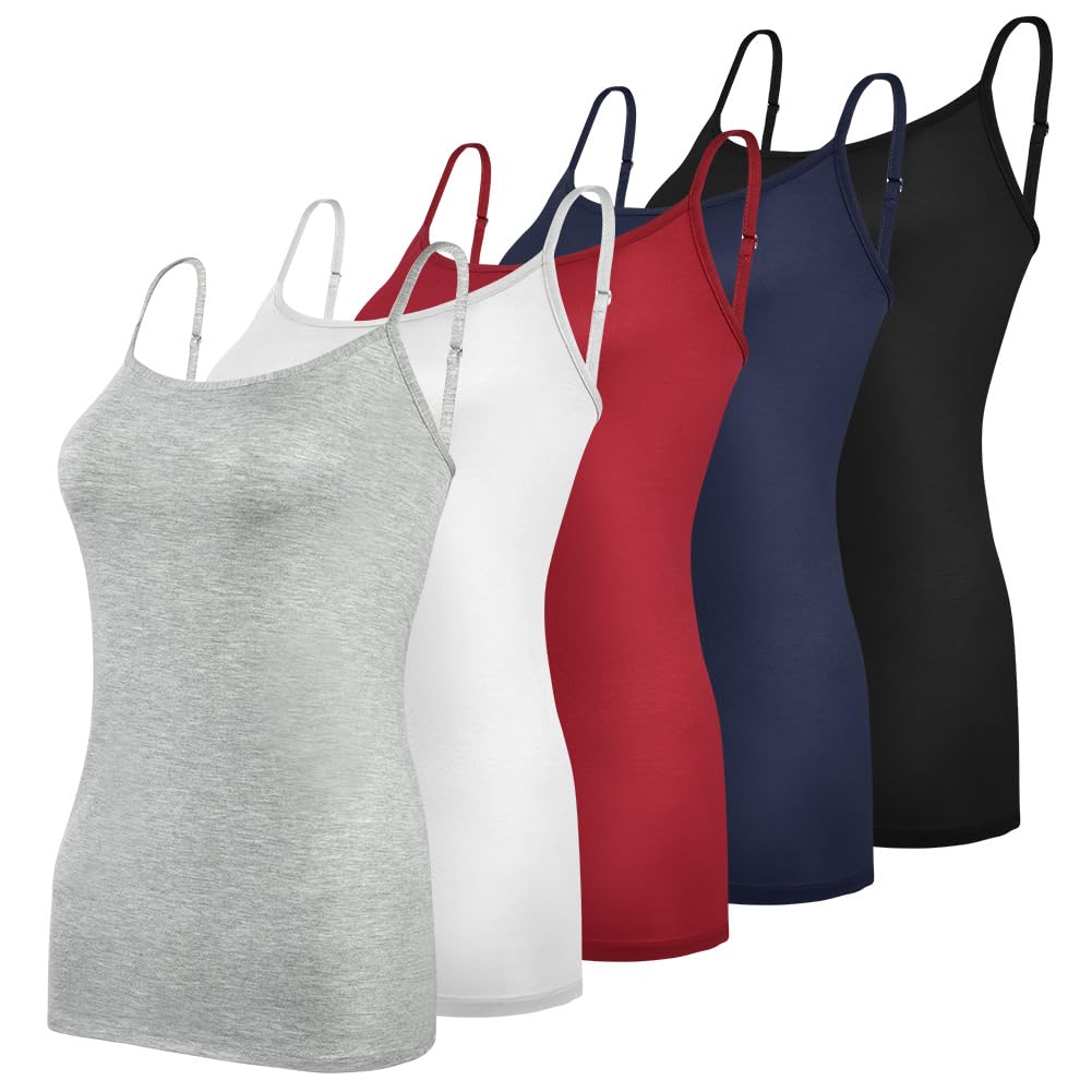 Aomig Basic Camisole Adjustable Strap Vest Womens Adjustable Strap Tank Tops Spaghetti Strap Cami Girls's Slim-Fit Camisole Solid Stretch Undershirts