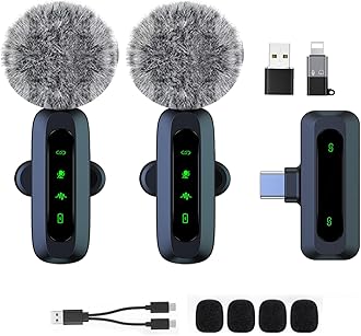 Mini Wireless Lavalier Microphone for Android and iPhone, iOS Devices - Noise Reduction Lapel Mic for Recording, Clip on Mic, for Video Recording, Tiktok, Youtube, Vlog Podcast Content Creator