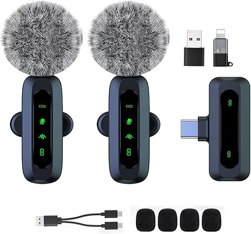 Mini micrófono inalámbrico para Android/iPhone/iOS/PC/Laptop micrófono Lavalier de solapa con reducción de ruido para grabación, micrófono de clip, para grabación de video, Tiktok, Youtube, Vlog