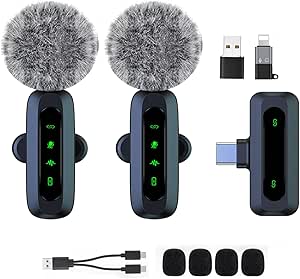 Mini Wireless Lavalier Microphone for Android and iPhone, iOS Devices - Noise Reduction Lapel Mic for Recording, Clip on Mic, for Video Recording, Tiktok, Youtube, Vlog Podcast Content Creator