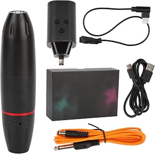 Tattoo Pen Kit, Tattoo Pen Machine Dual Mode Control Switch Tattoo Motor Pen Set Powerful DC Tattoo Machine(Red)
