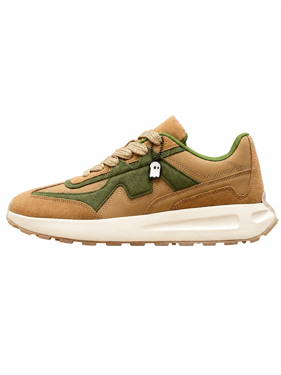The Souled Store Souled: Olive Grove - Tenis bajos para hombre y niño, color marrón y verde de gamuza de primera calidad con malla transpirable, entresuela acolchada de EVA y suela flexible