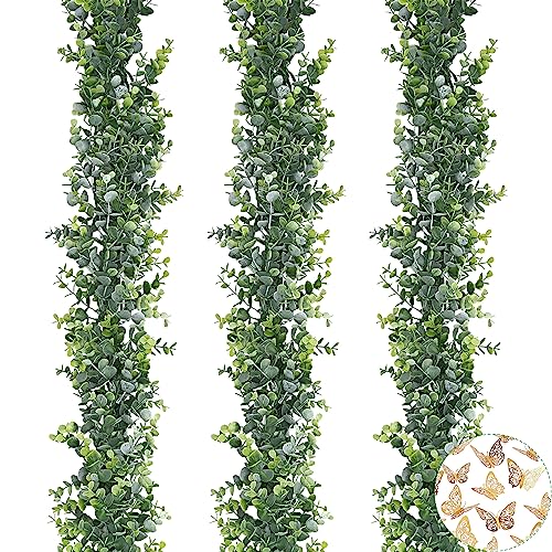 Bleum Cade 3 Pack 18Ft Faux Eucalyptus Garland Bulk, 5.9Ft/Pcs Artificial Greenery Garland Fake Hanging Eucalyptus Vines For Wedding Backdrop Arch Party Home Table Decoration(Green) #TOP26