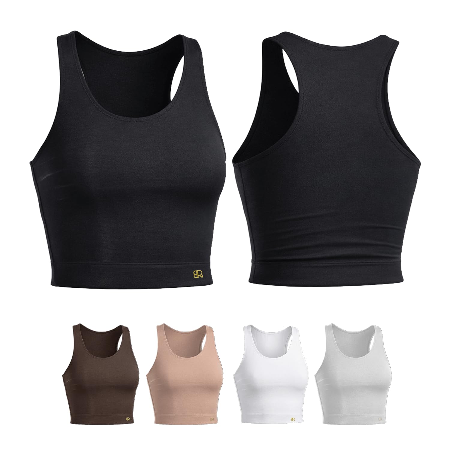 Womens Wireless Racerback Bralette High Support Sports Bra Full Coverage Slip On Crop Top Removable Pads Comfortable Activewear for Gym Yoga Everyday Wear and Layering-image-26