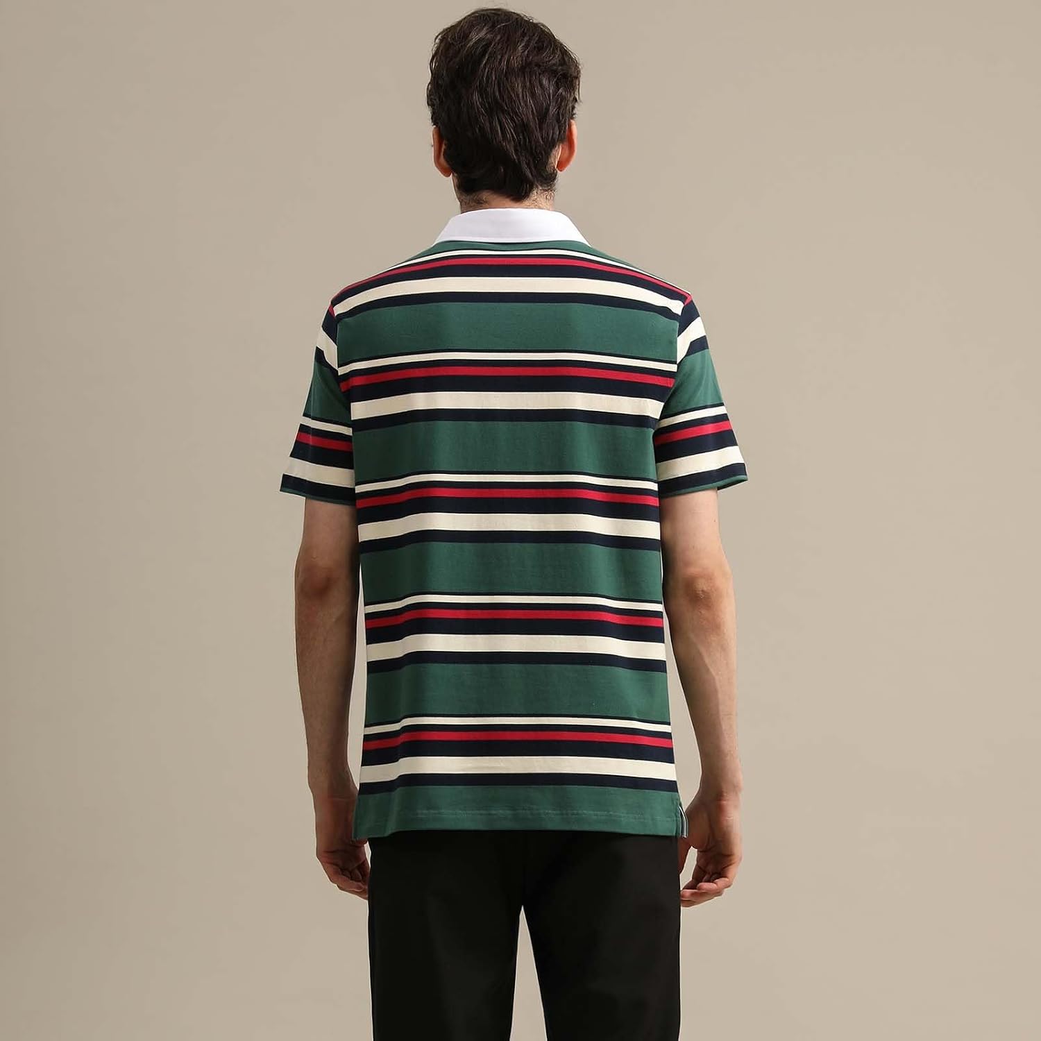 Mens Polo Shirts Striped Cotton Moisture Wicking Classic Collared Casual Golf Shirts for Men