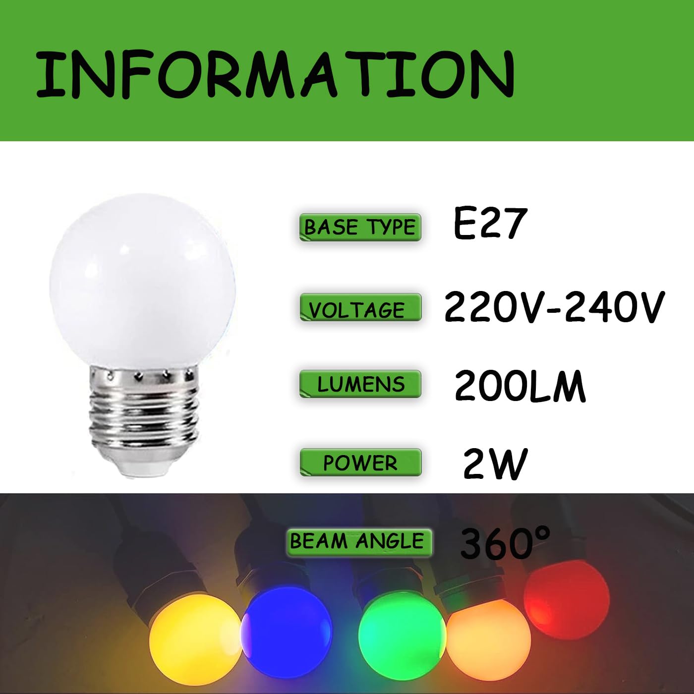 ZFQ 20 Pack E27 Warm White LED Light Bulbs 2W G45 Golf Ball Mini Globe Bulb Lighting Bulbs for Outdoor Indoor String Patio Garden Party Decoration - Image 2