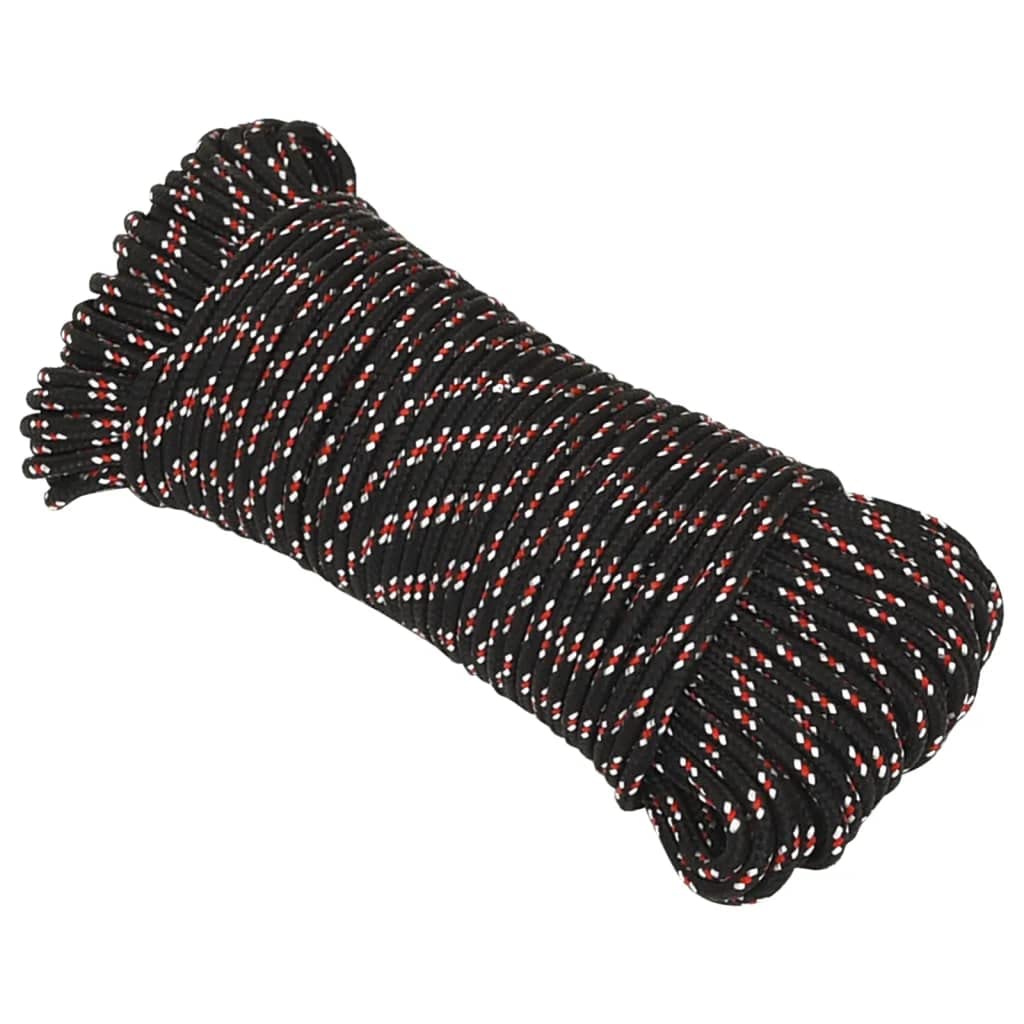 vidaXL Durable 5 mm Polypropylene Boat Rope - 25 m Black Weather-Resistant Rope for Sailing, Boating, Kayaking, Docking and Rigging — image 1