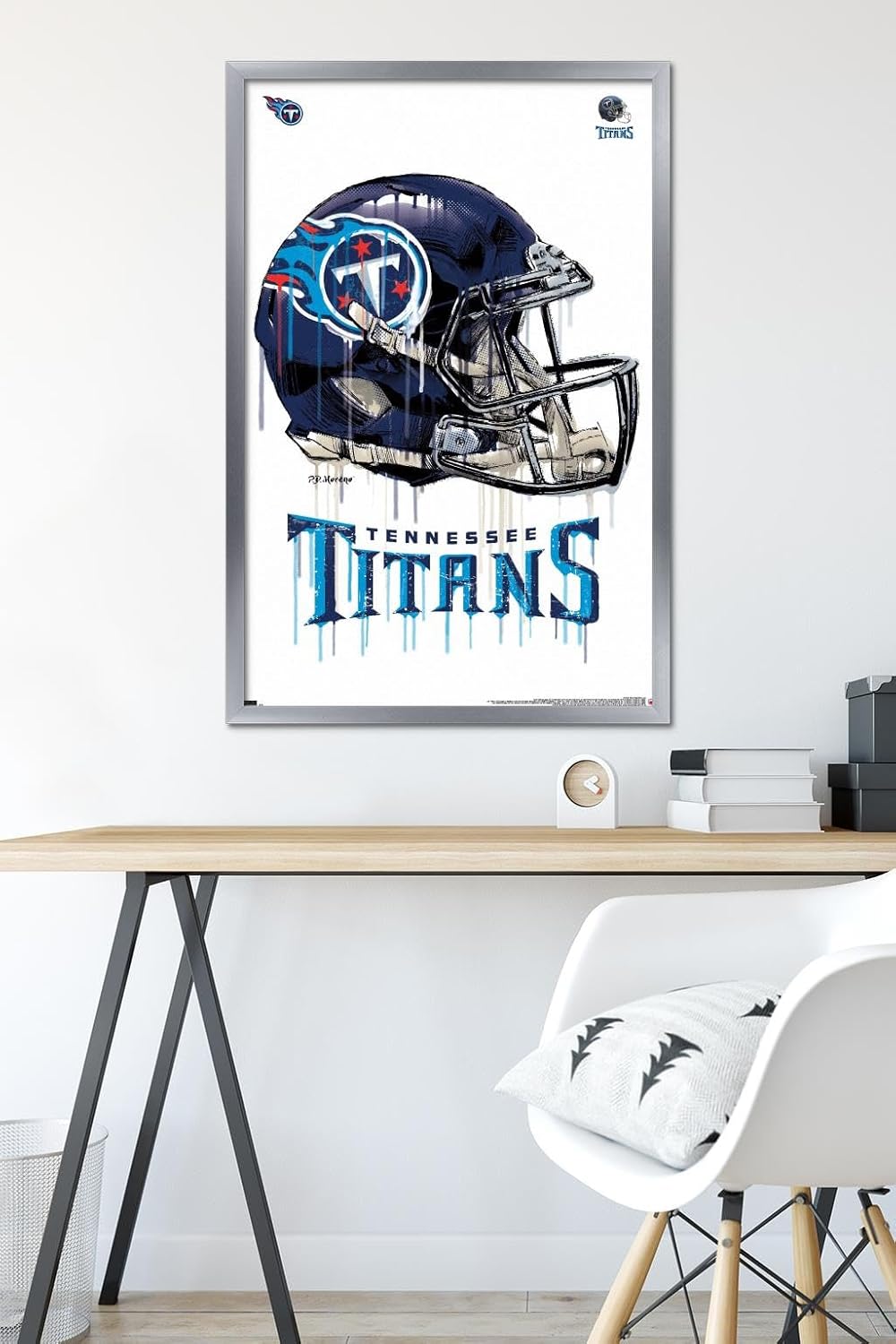 Trends International NFL Tennessee Titans - Drip Helmet 20 Wall Poster, 22.375" x 34", Silver Framed Version