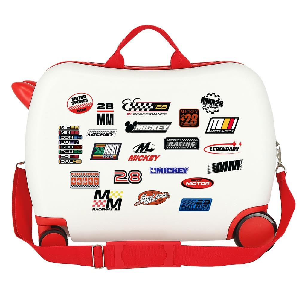 Joumma Disney Mickey Racing Walizka dziecięca biała 50 x 38 x 20 cm sztywne tworzywo ABS boczne zapięcie szyfrowe 34 l 2,1 kg 2 podwójne koła bagaż podręczny