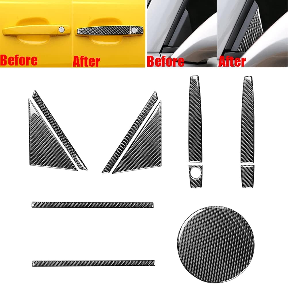 A/B Pillar Tank Door Handle Cover Trim Fit for Chevrolet Camaro Carbon Fiber 11pc