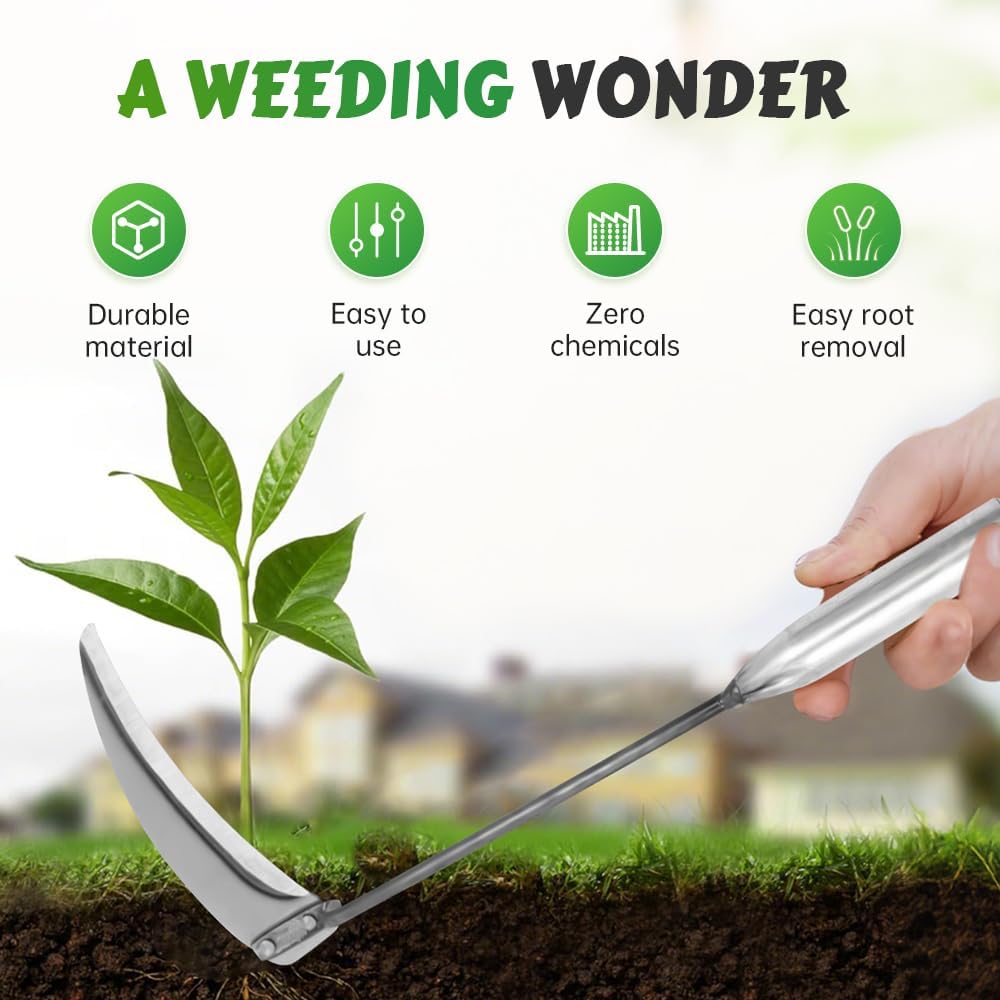 Hoe Garden Tool Gardening Sickle Tool Set, 2026 New Hand Weed Remover Tool for Weeding and Planting, Heavy Duty Manual Weeder Gardening Hand Tools for Farm Home Gardening (2 PCS)