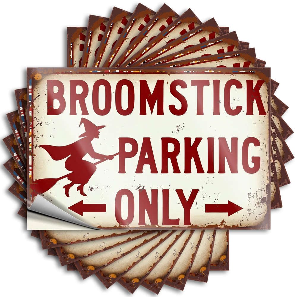 Funny Sticker Encouragement Funny Outdoor Decor Helmet Broomstick Parking Only - No Residue Decals for Earth(12X18CM)