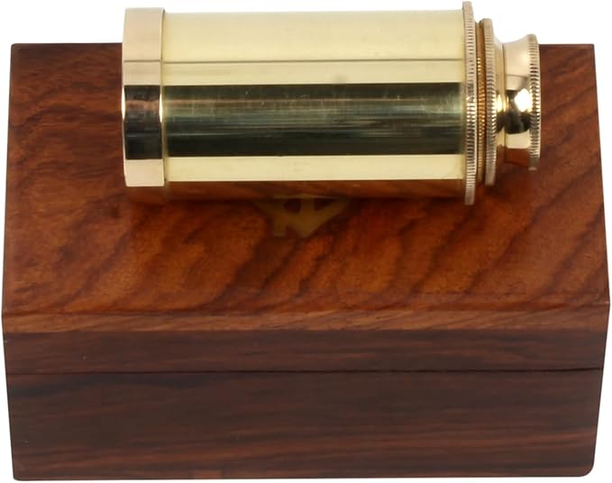 Telescopio Náutico de Latón Artesanal 6" con Caja de Madera miniatura 3