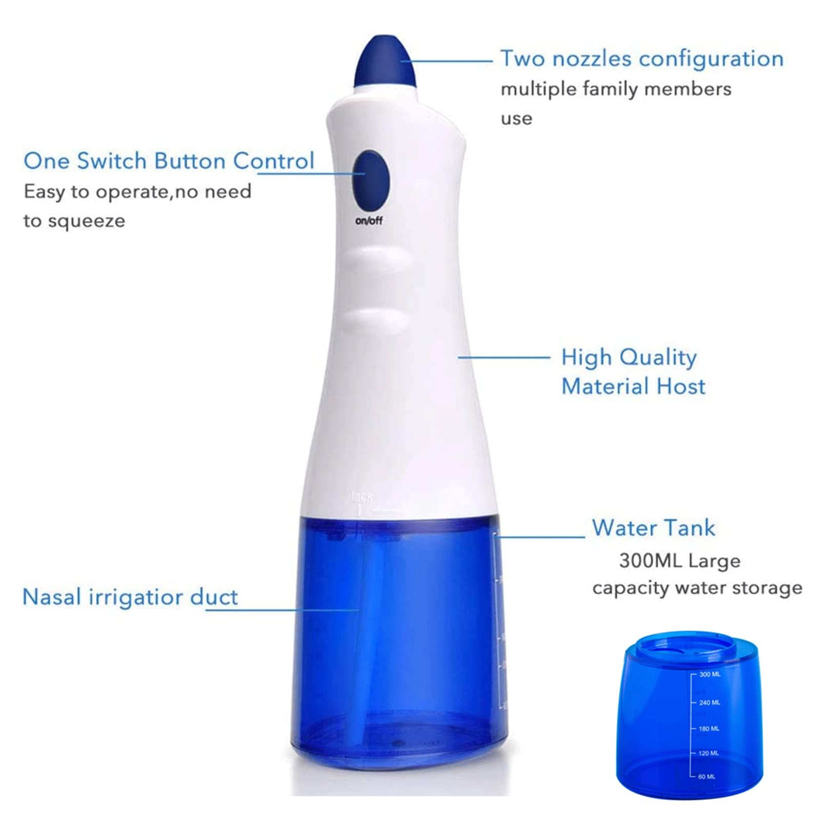 Botella De Lavado Nasal Nasal, Lavado Nasal Botella De Ducha Nasal Sistema De Irrigación De Senos Nasales Limpiador Nasal De 300 Ml para Adultos Y Niños