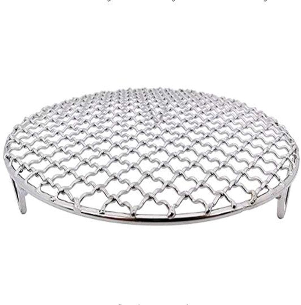 InBlossoms Round Barbecue Rack Carbon Baking Net Grill Pan Grate with Legs Round Stainless Steel Cross Wire Dia 7.9"