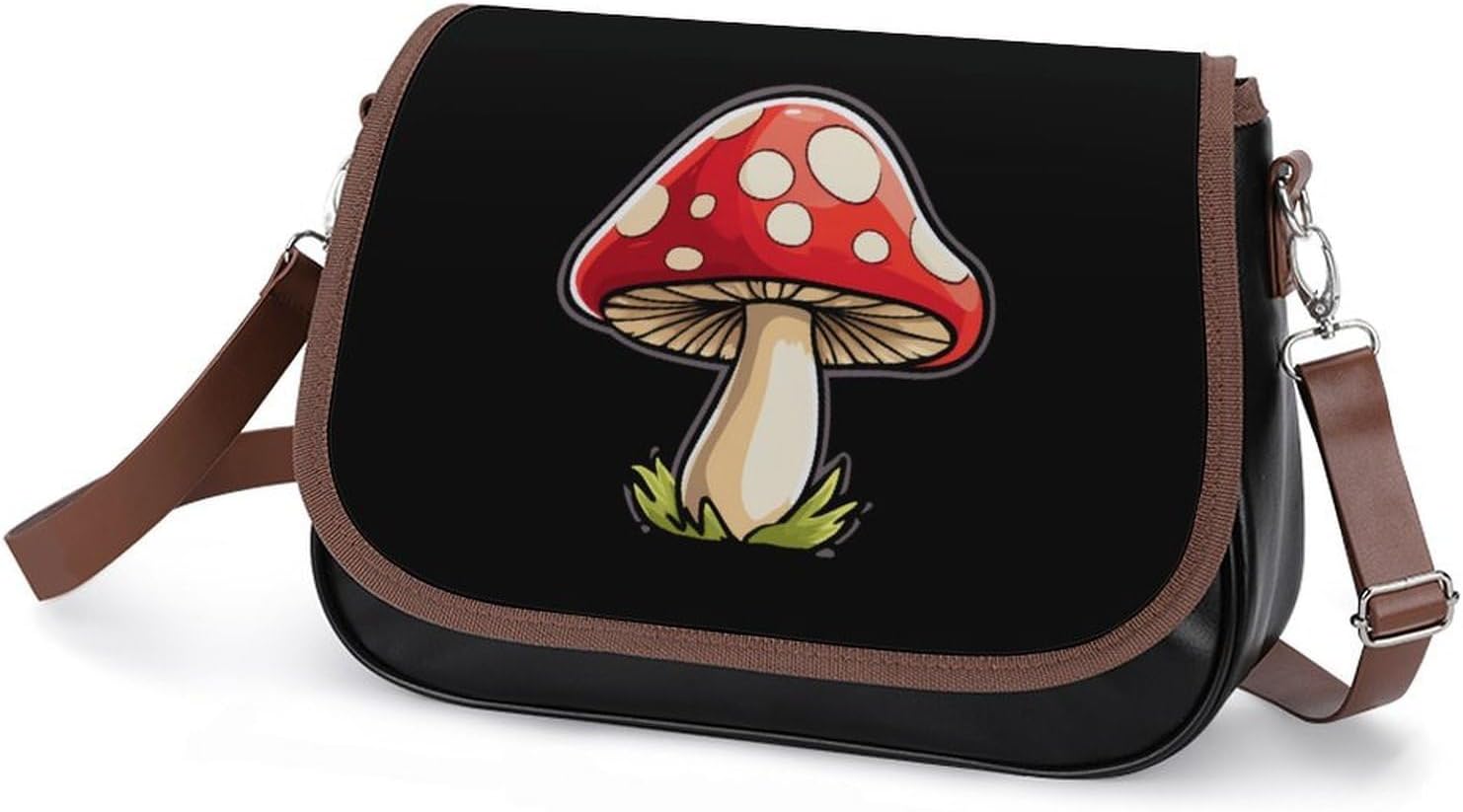 Magic Mushroom Women's Crossbody Bags Leather Messenger Handbag Small Shoulder Bag Purse