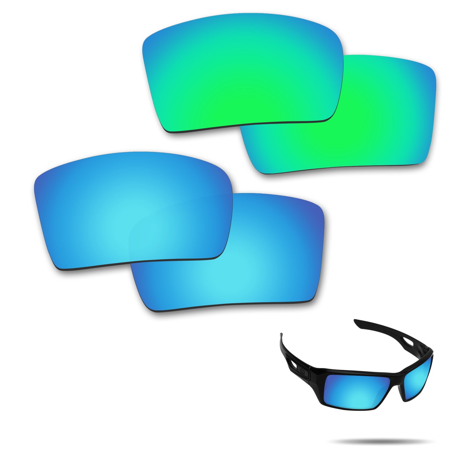 Fiskr Anti-Saltwater Polarized Replacement Lenses for Oakley Eyepatch 2 Sunglasses 2 Pairs Packed