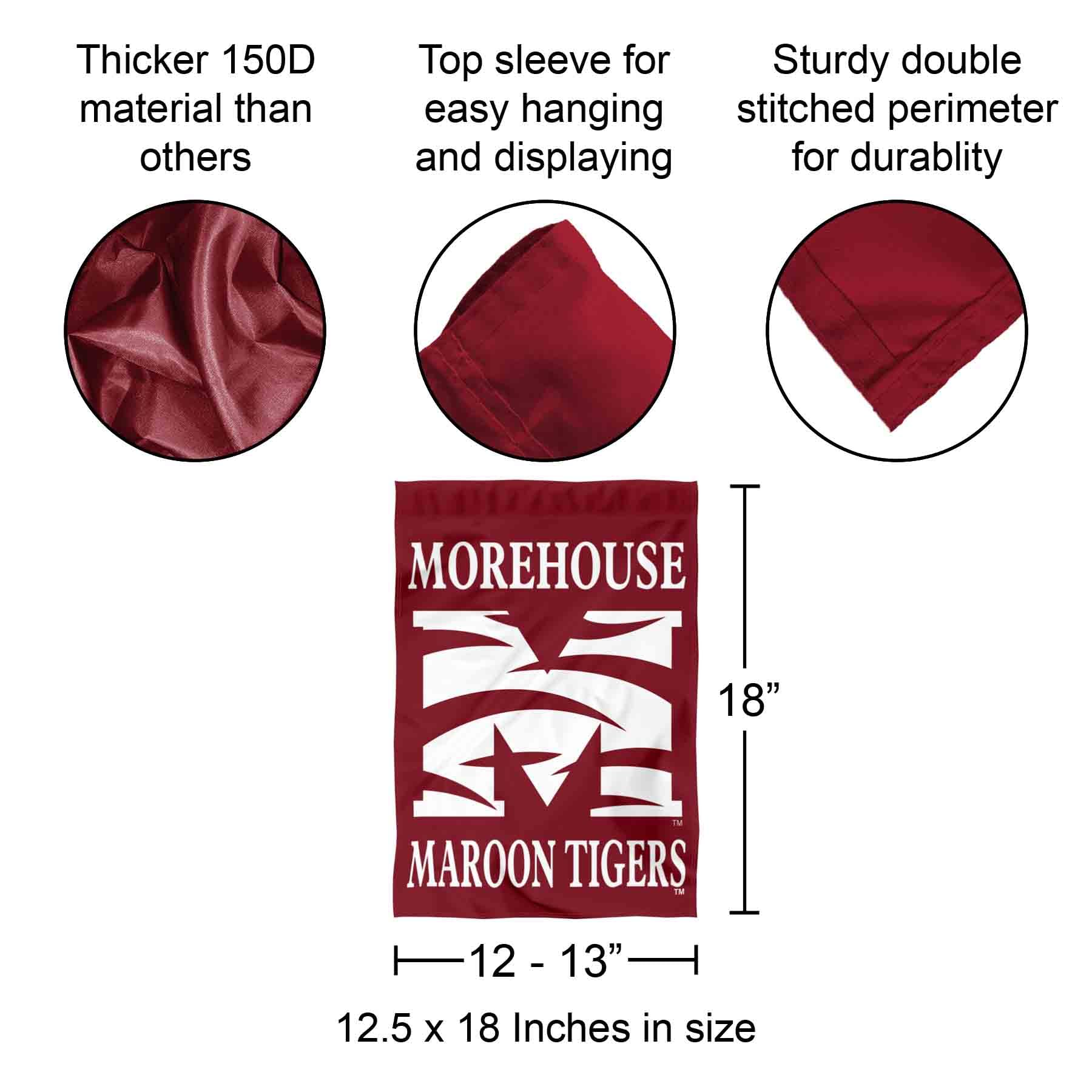 Morehouse Maroon Tigers NCAA Garden Flag - Double Sided 13x18 Inch College Team Flag - View #7