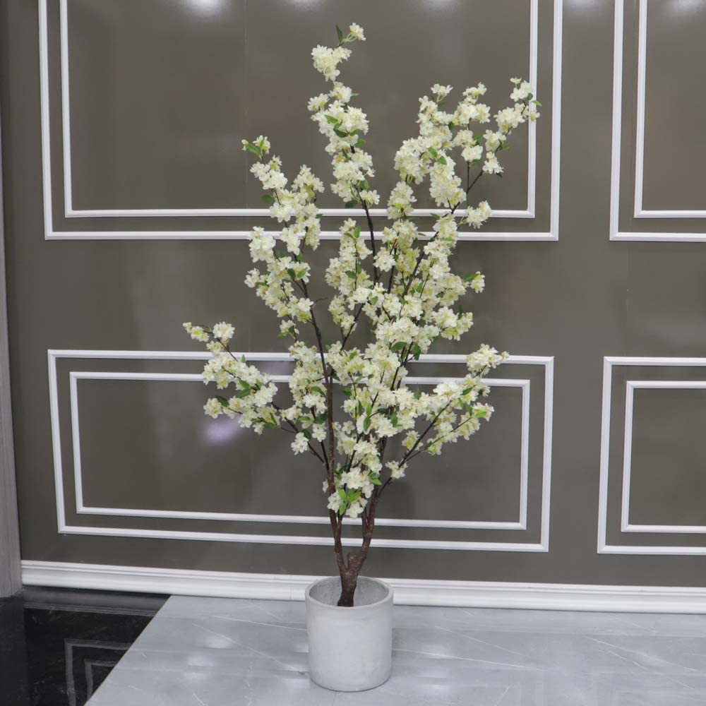 Yatai Fake Cherry Blossom Sakura Flower Tree 1.8 Meter High Artificial Tree In Plastic Pot For Home Garden Office Decoration Â€“ Artificial Plants Â€“ Fake Tree Â€“ Fake Plants (White)