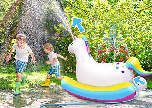 Laycol Unicorn Sprinkler For Kids Giant Inflatable Unicorn Pool Float Ride On With Fast Valves Blow Up Swimming Pool Party Decorations Toys Yard Sprinkler For Kids #TOP1