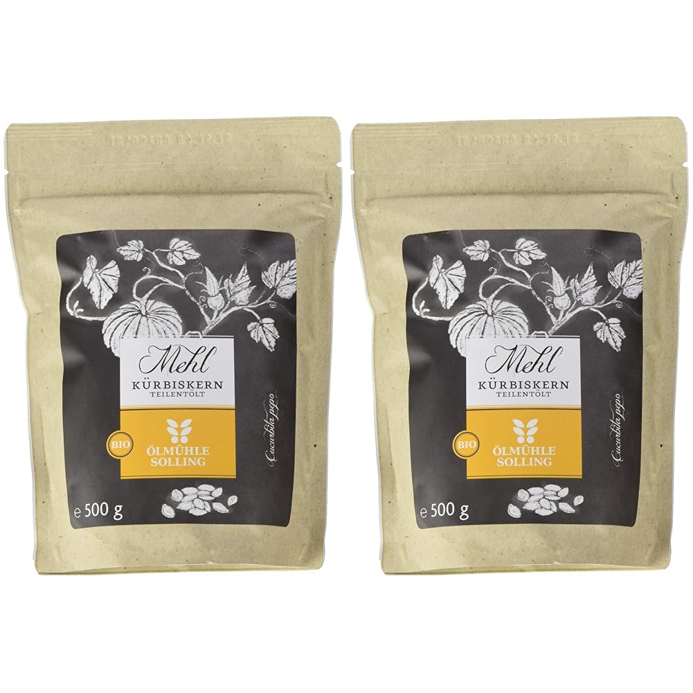 Kürbiskernmehl teilentöl feingemahlen Ölmühle Solling 500g (Packung mit 2)