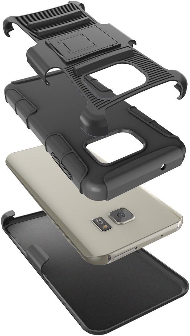 TILL Samsung Galaxy S7 Case,TILL [Knight Armor] Heavy Duty Full-Body Rugged Holster Resilient Armor Case [Belt Swivel Clip][Kickstand] Combo Cover Shell for Samsung Galaxy S7 S VII G930 GS7 [Black]