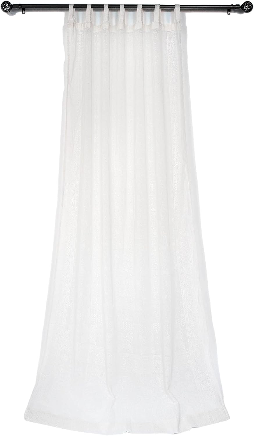 Light-Filtering Sari Colorful Curtains  Boho Curtains, Bed Canopy Panel, Tapestry or Window Treatment Brilliant Chakra Collection + Tote bag (84"L x 42"W Single panel, Pure White on White)