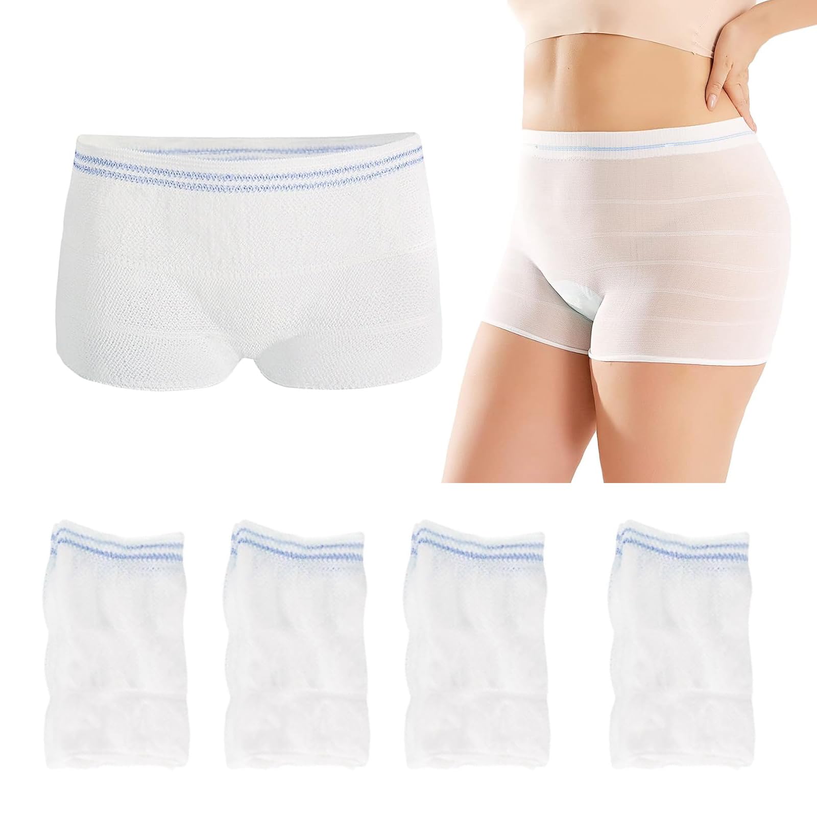 Bisienya 5 PCS Disposable Maternity Knickers, Reusable Disposable Underwear for Women Postpartum, High Density Net Pants for Incontinence Pads, Suitable for Pregnant Women