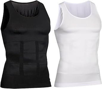 2pcs Mens Slimming Vest, Body Shaper for Men, Men's Slim Shapewear Vests Tank Top 2.0, Mens Belly Fat Compression Slim Vest for Men UK