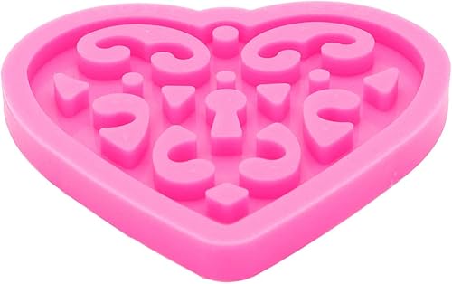Miniatura 3 de Moldes de resina de corazón superbrillantes con patrón decorativo para hacer collares, joyería, molde de silicona, llavero de resina, llavero de