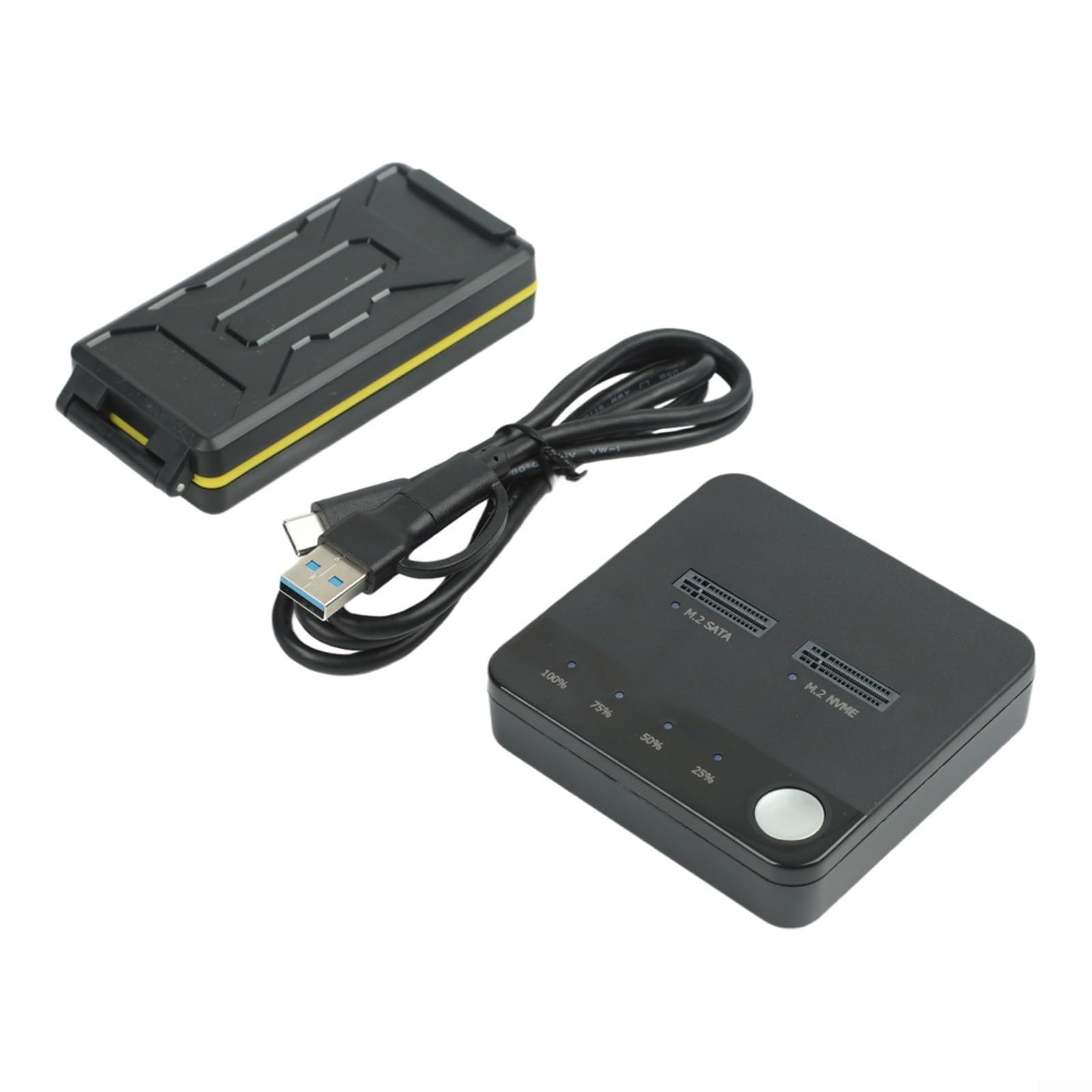 Alloggiamento per disco rigido M.2 in alluminio a 2 bay, USB 3.2 Gen 2 x 2 20 Gbps, clonazione one-touch, raffreddamento a ventola, compatibile con SSD SATA/NVMe