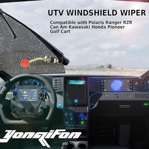 Miniatura 2 de Kit de limpiaparabrisas manual universal para carrito de golf con limpiaparabrisas de 15.7 pulgadas, UTV compatible con Polaris Ranger RZR Can Am
